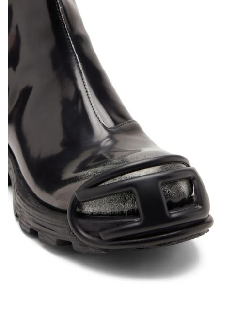 DIESEL Black Zip-Detail Oval-Plaque Boots for men