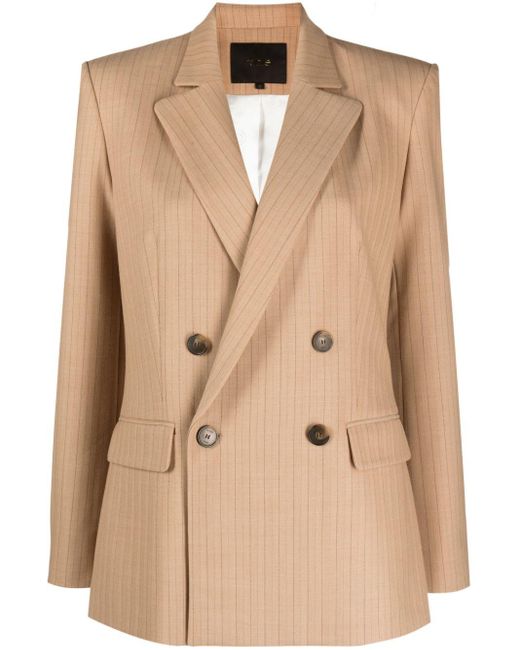 Maje Natural Pinstriped Double-breasted Blazer