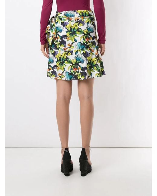 Amir Slama Green Printed Wrap Skirt With Panels