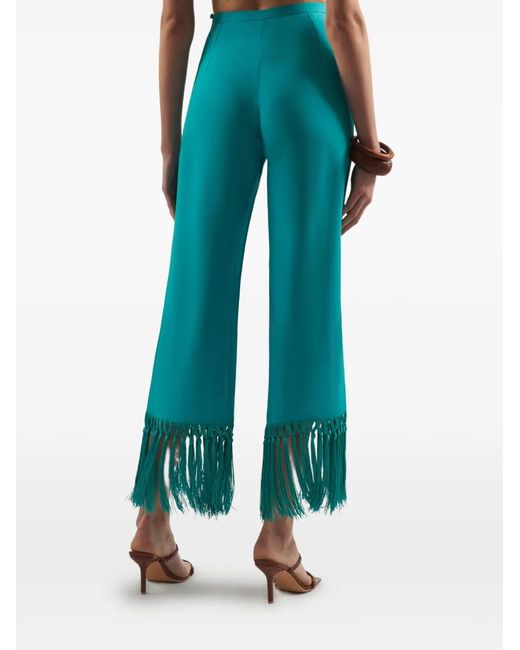 Taller Marmo Blue Tulum Fringe-Trimmed Trousers