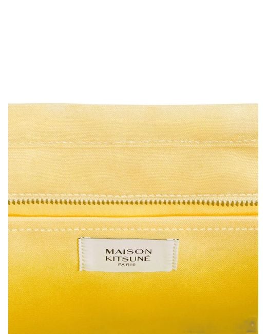 Maison Kitsuné Natural Large Fox Head Tote Bag
