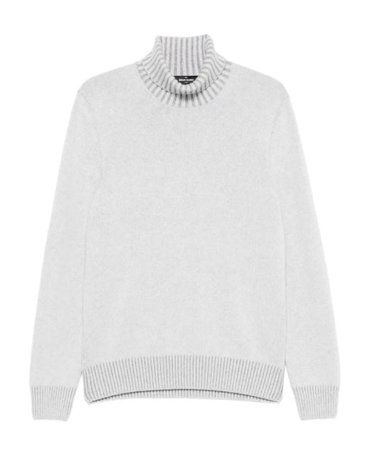 Gran Sasso White Ribbed-Knit Turtleneck Sweater for men