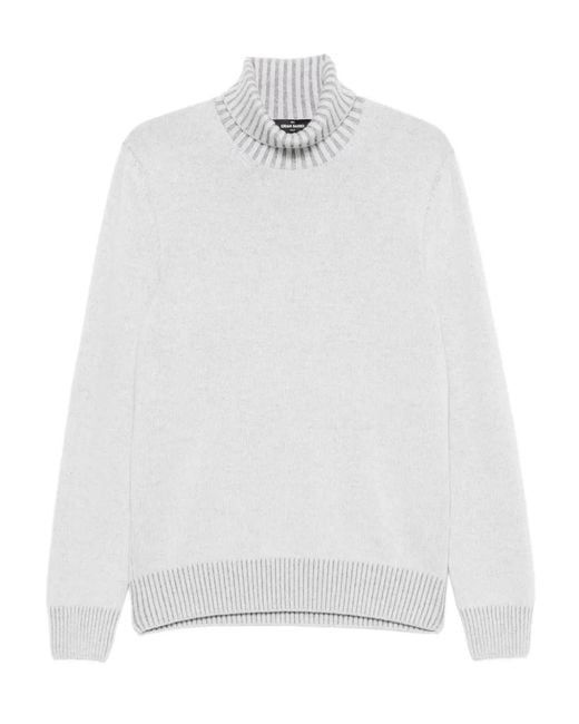 Gran Sasso White Ribbed-Knit Turtleneck Sweater for men