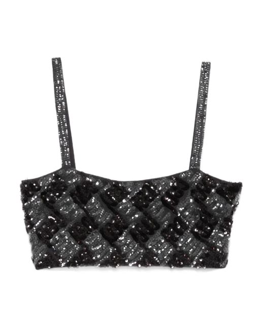 P.A.R.O.S.H. Black Geometric Sequin Top
