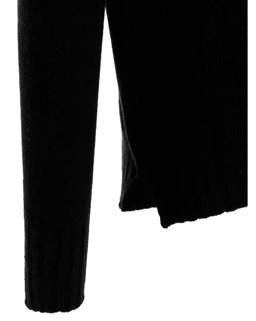 Ma'ry'ya Black Hooded Side-Split Sweater for men