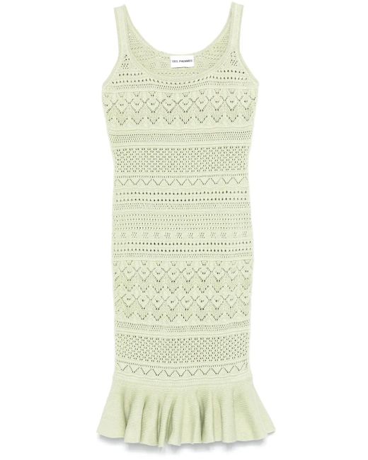 Des Phemmes Green Openwork Knitted Midi Dress