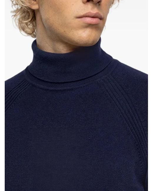 Karl Lagerfeld Blue Lightweight Knit Roll-Neck Sweater for men