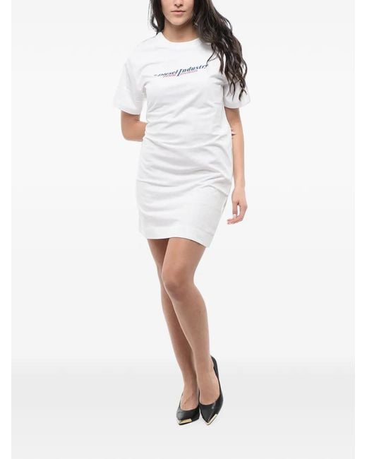 DIESEL White Logo-Print T-Shirt Mini Dress
