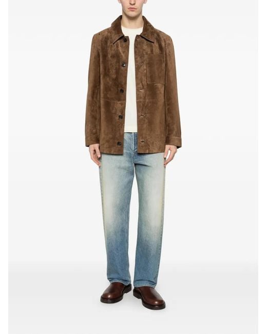 Yves Salomon Brown Buttoned Suede Jacket for men