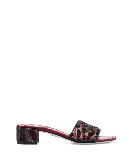 Rene Caovilla White Allura Leopard-Print Sandals