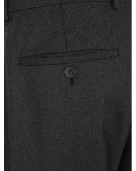 Caruso Black Pleated-Front Tailored Trousers for men