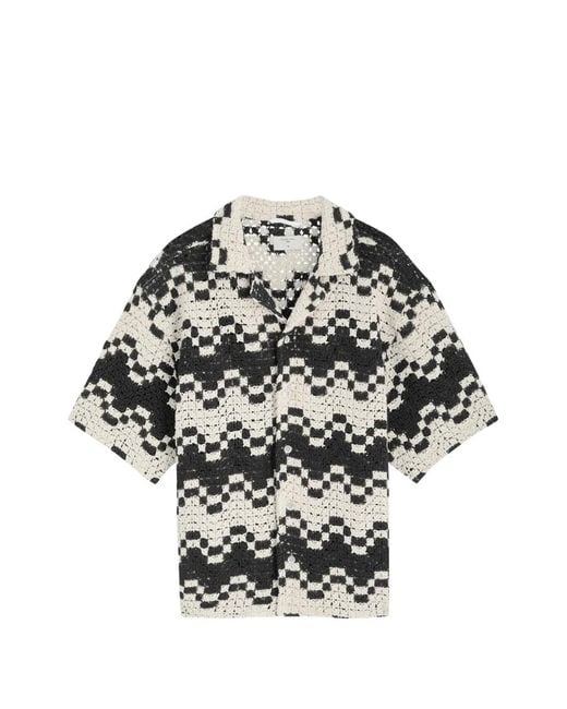 Percival Gray Naples Crochet Shirt for men