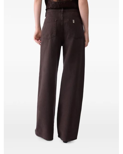 Liu Jo Brown Straight Trousers With Asymmetrical Waistband