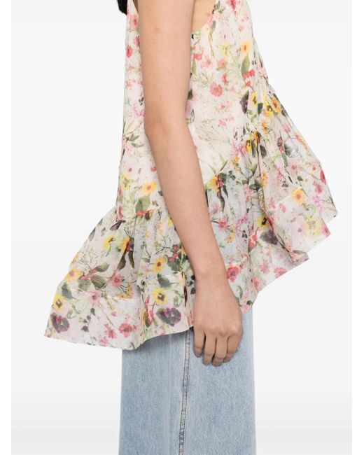Marques'Almeida Merken Almeida Bloemenviscose Top in het White