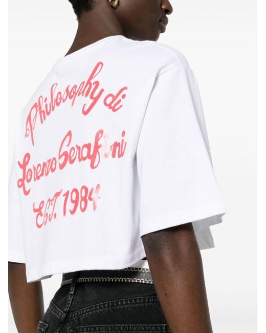 Philosophy Di Lorenzo Serafini Cropped T-shirt Met Logoprint in het White