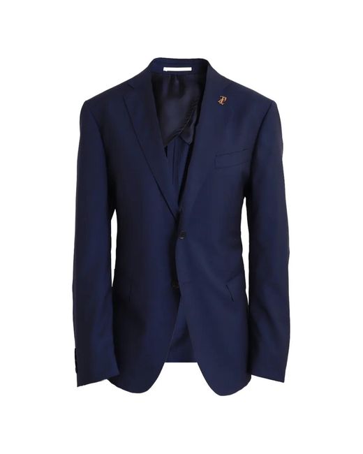 Pal Zileri Blue Logo-Plaque Single-Breasted Blazer for men