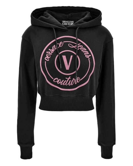Versace Jeans Couture Women's Black Logo-Detail Hoodie