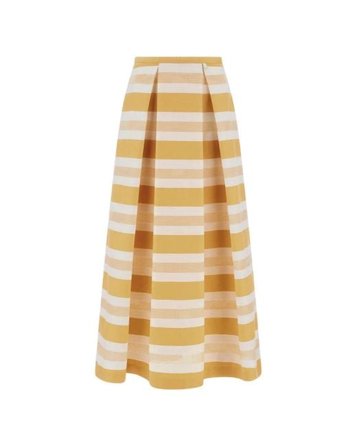 Herno Metallic Striped Flared Skirt