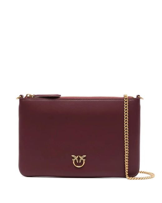 Pinko Purple Flat Love Leather Crossbody Bag