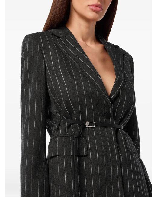 Philipp Plein Black Pinstriped Blazer