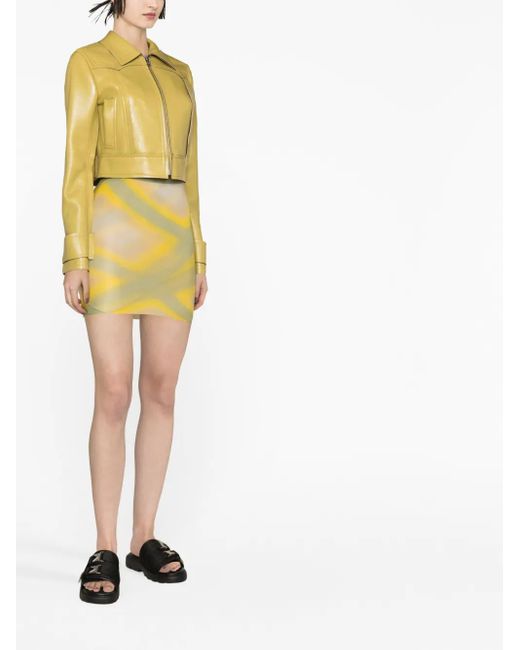Rick Owens Yellow High-Waisted Graphic-Print Skirt
