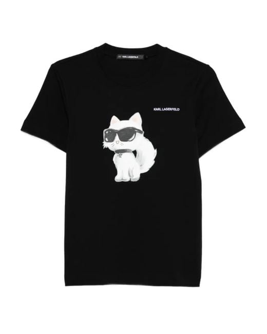 Karl Lagerfeld Black Cat-Print T-Shirt