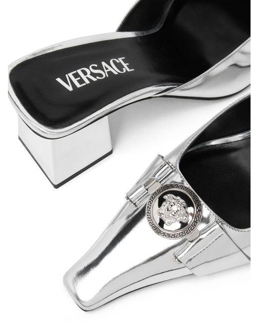 Versace メドゥーサ メタリック レザーミュール Metallic