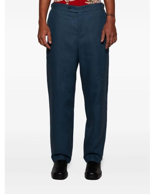 Bode Blue Linen Trousers for men