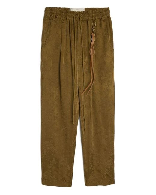 Song For The Mute Green Floral-Patterned Drawstring Trousers for men