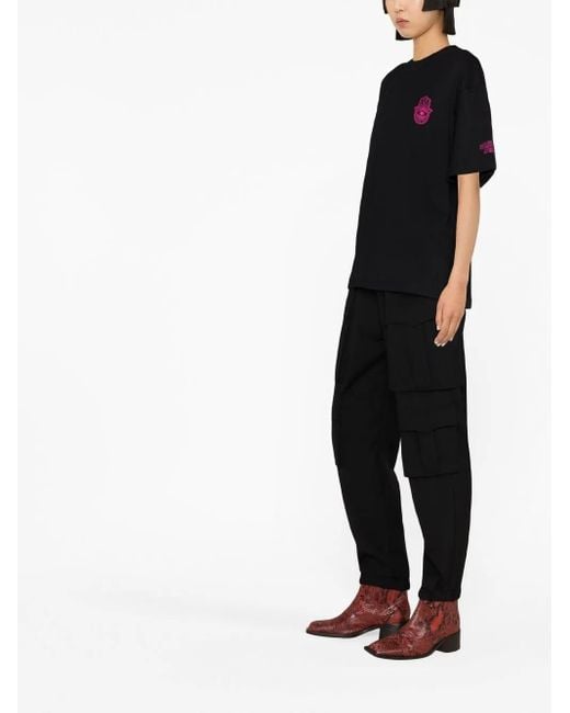 Stand Studio Black Motif-Print Short-Sleeve T-Shirt