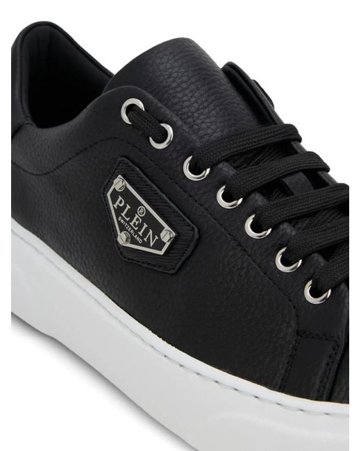 Philipp Plein Black Iconic Leather Sneakers