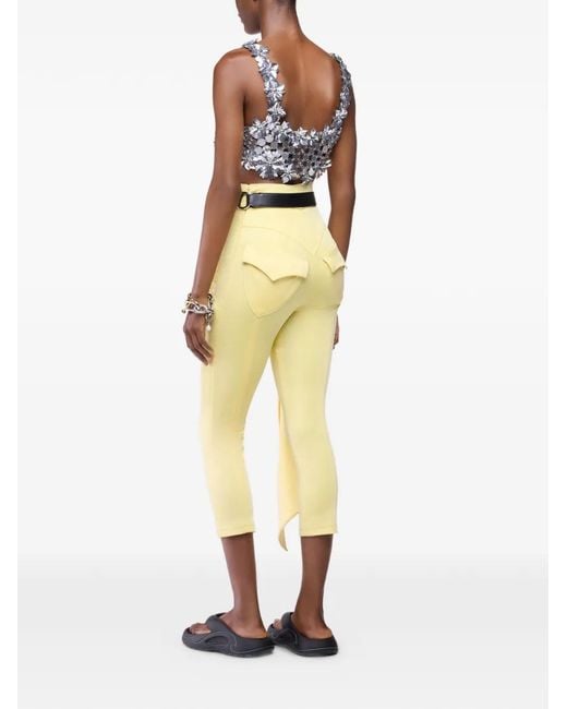 Rabanne Yellow Draped-Detail Trousers