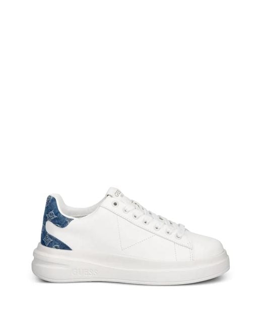 Guess White 4G-Monogram Panelled Sneakers