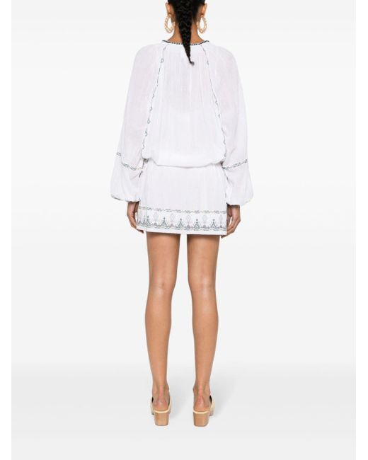 Isabel Marant White Parsley Embroidered-detail Cotton Dress