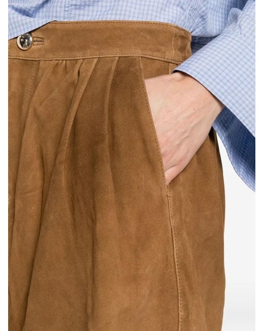 Maje Brown Short Suede Skirt