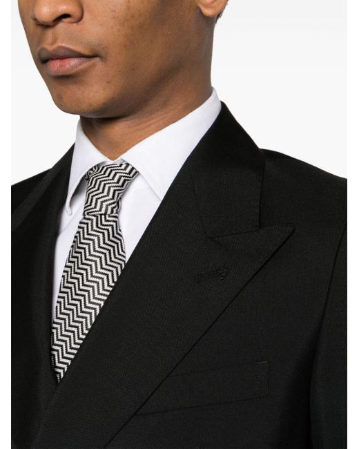 Tagliatore Black Brooch-detail Double-breasted Suit for men