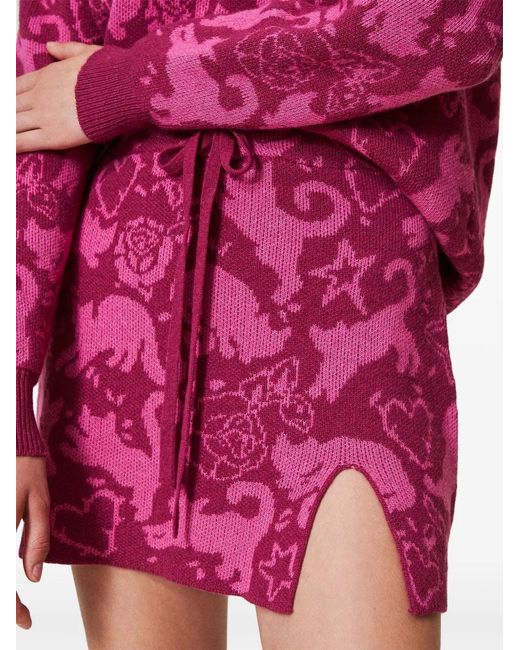 Twinset Red Patterned-Jacquard Skirt