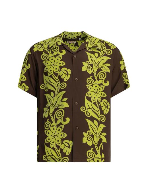 Sun Surf Green Floral-Print Short-Sleeve Shirt for men