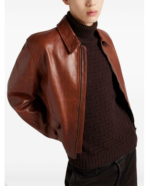 Prada Brown Leather Jacket for men