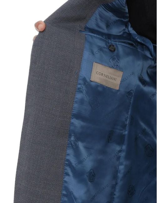 Corneliani Gray Single-Breasted Wool Blazer for men