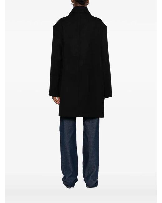 Totême Black Broad Double-Breasted Peacoat