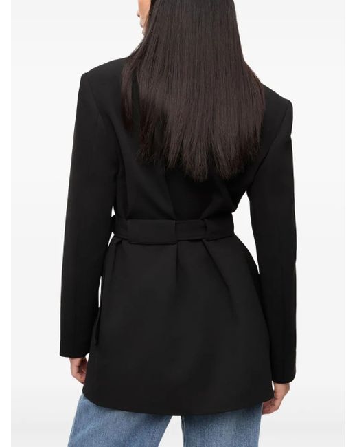Blazer De Crepé Con Solapa Entallada Ganni de color Black