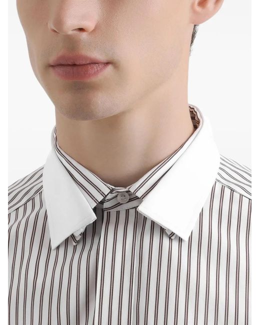 Dolce & Gabbana Gray Striped Longsleeved Shirt for men