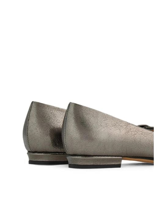 Ferragamo Gray Varina Bow Pumps