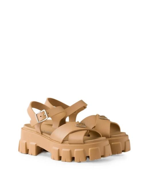 Prada Brown Monolith Rubber Sandals