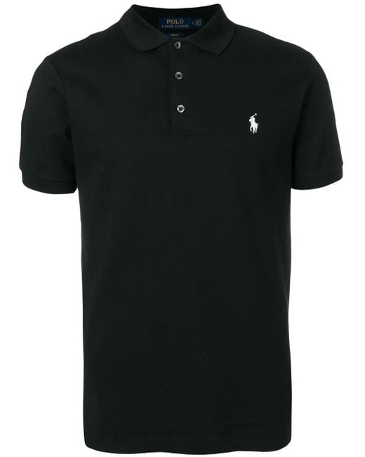 Polo Ralph Lauren Black Cotton Blend Polo Shirt for men