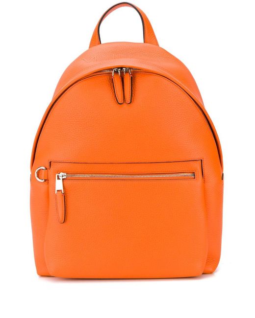 Mulberry Orange Zipped Heavy Grain Backpack for men