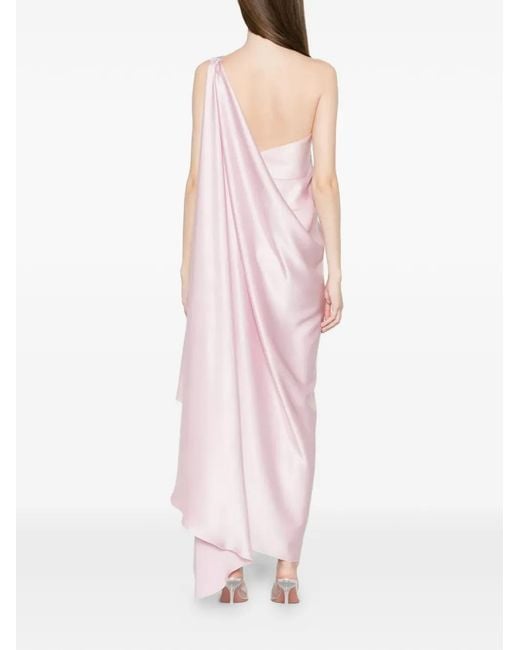 Stephan Janson Pink Robe Longue Drapée À Une Épaule