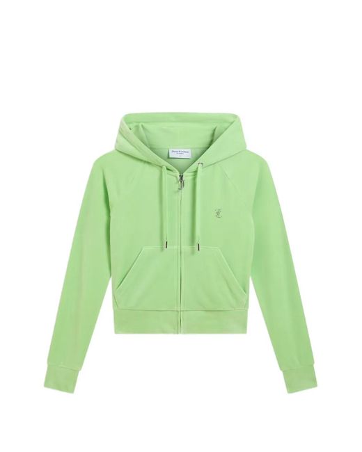 Juicy Couture Green Diamanté Velour Zip-Through Hoodie