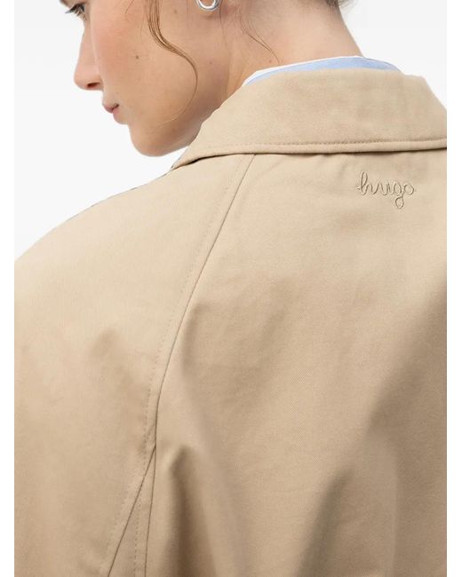 HUGO Natural Logo-Embroidered Zip-Up Bomber Jacket
